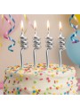 Velas de Bolo Aniversário Tubo Prata – 4 unidades