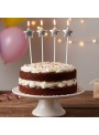 Vela de Aniversário Estrela Prata 13,5cm Silver Festas 4 Unidades