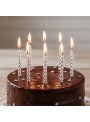 Velas de Bolo Aniversário Espiral Prata – 8 unidades