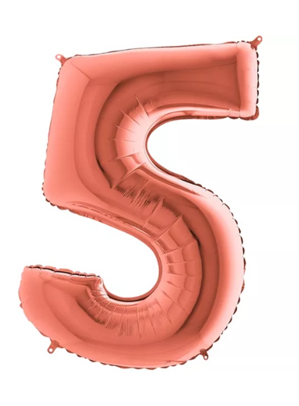 Balão Bexiga Metalizada Número 5 Rose Gold – 1 unidade