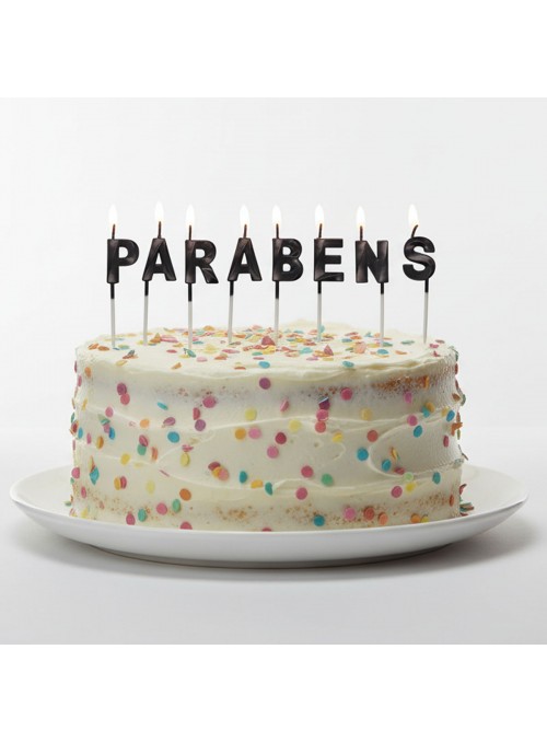 Vela de Aniversário Design Parabéns Preta