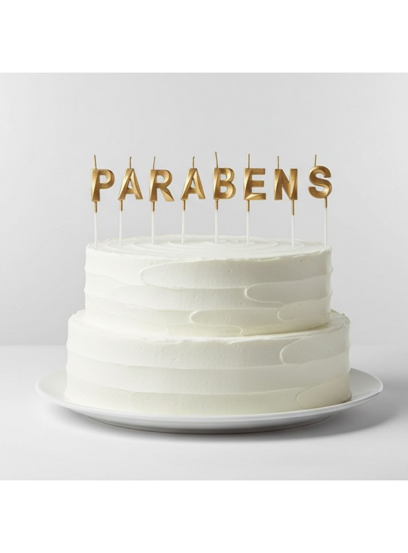 Vela de Aniversário Design Parabéns Dourada