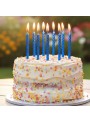 Velas de Bolo Aniversário Espiral Azul Metalizado – 8 unidades