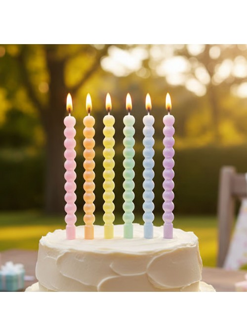 Vela De Aniversário Palito Espiral Bolinhas Candy Colors 6un