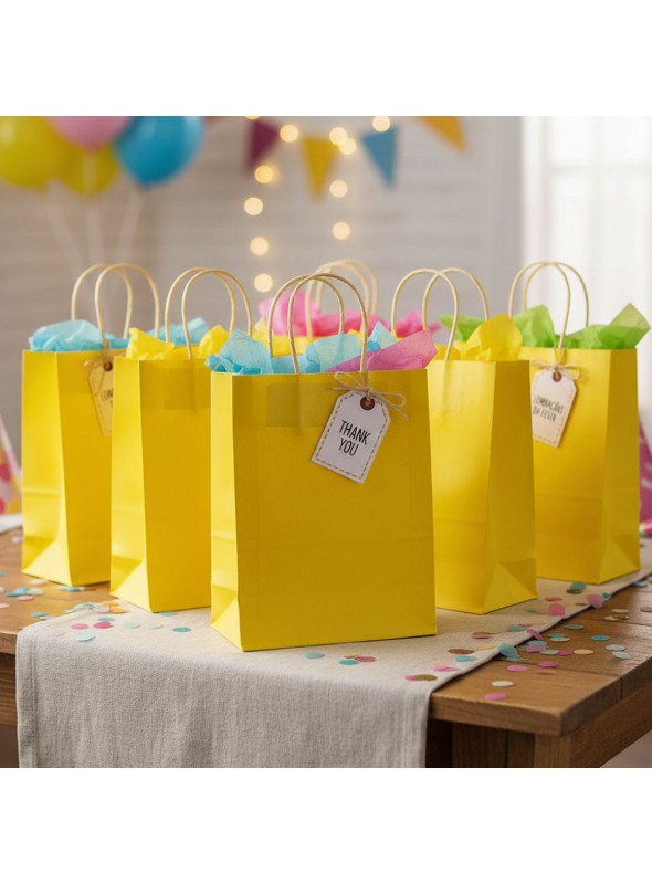 Sacola De Papel Amarela 22x16,5cm 10 Unidades Lembrancinha