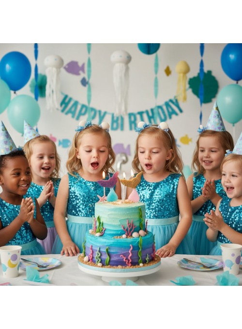 Vela Cauda De Sereia Pequena Sereia C/ 2 Un Silver Festa