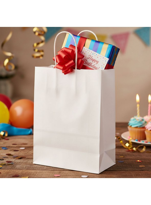 Sacola De Papel Branca 22x16,5cm 10 Unidades Lembrancinha