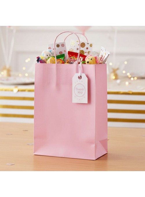 Sacola De Papel Rosa Claro 22x16,5cm 10 Unidades Lembrancinha