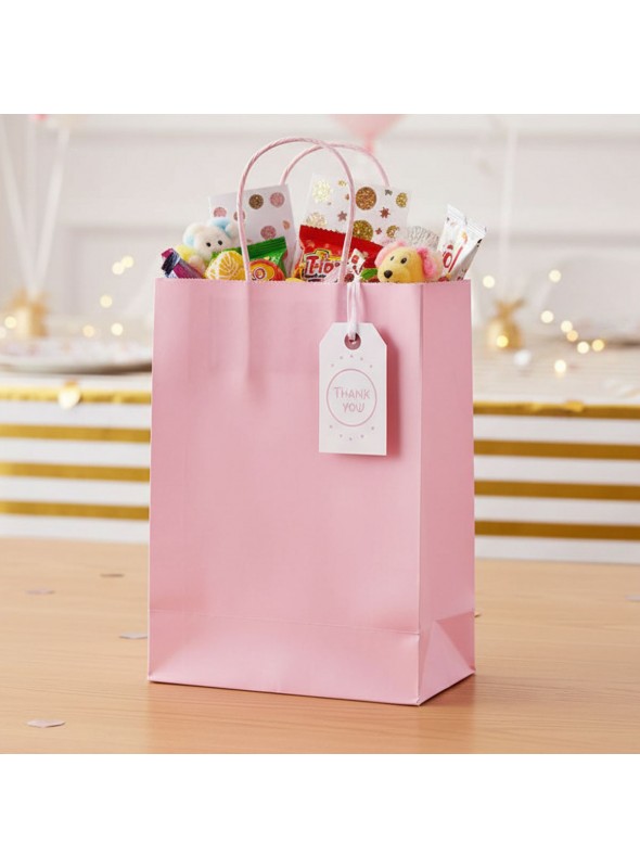 Sacola De Papel Rosa Claro 22x16,5cm 10 Unidades Lembrancinha