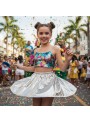 Saia Tutu Tule Prata Metalizada 40cm Adulto Fantasia Carnaval