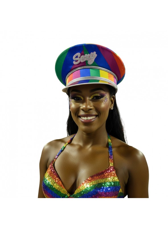Quepe Chapéu Arco Íris Sexy Adulto Fantasia Carnaval
