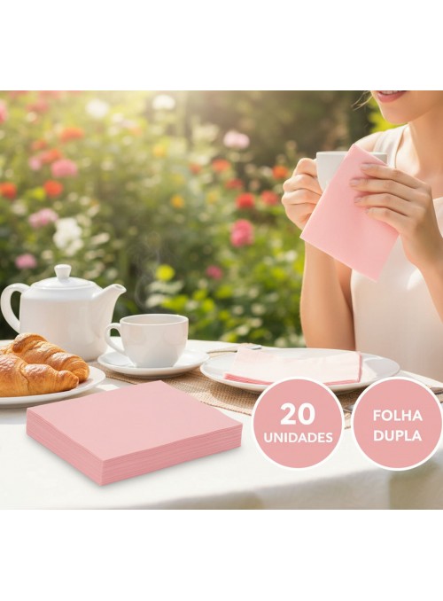 Guardanapos de Papel Folha Dupla Rosa Claro 32x32 Silver Festas – 20 unidades