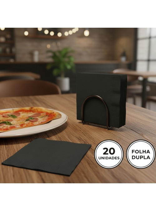 Guardanapos de Papel Folha Dupla Preto 32x32 Silver Festas – 20 unidades