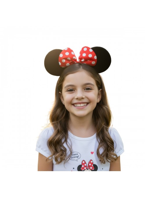 Adereço de Festa Fantasia Tiara de Pelúcia Ratinha Minnie Vermelha Bazar