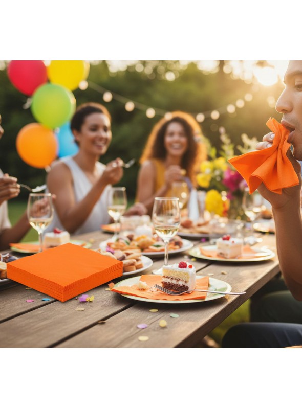 Guardanapos de Papel Folha Dupla Laranja 32x32 Silver Festas – 20 unidades