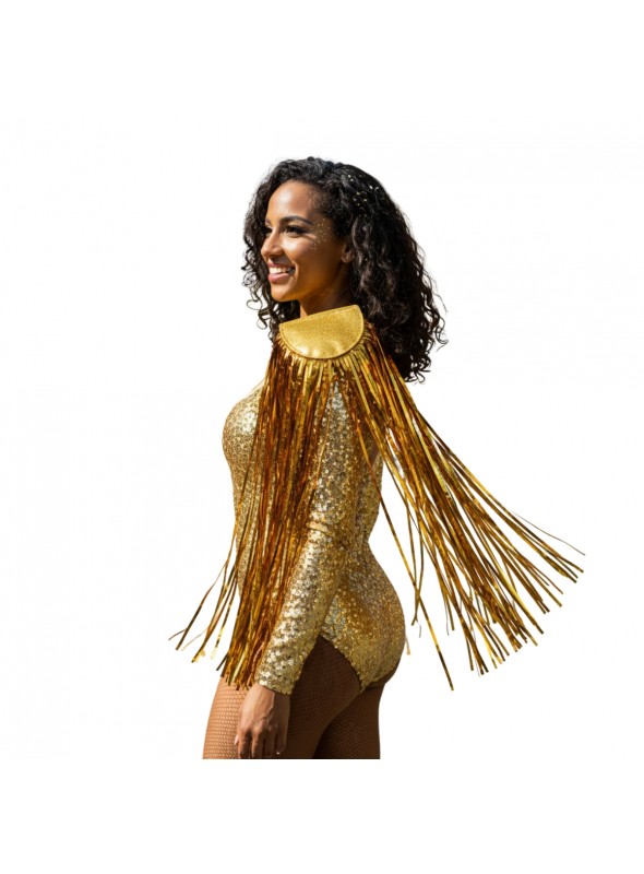 Ombreiras de Fios Metalizados Dourado 10x65cm O Par Adereços de Carnaval