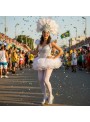 Par De Meia Calça Branca Opaca Carnaval Fantasia Festa