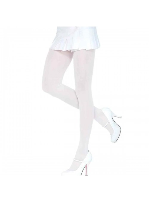 Par De Meia Calça Branca Opaca Carnaval Fantasia Festa