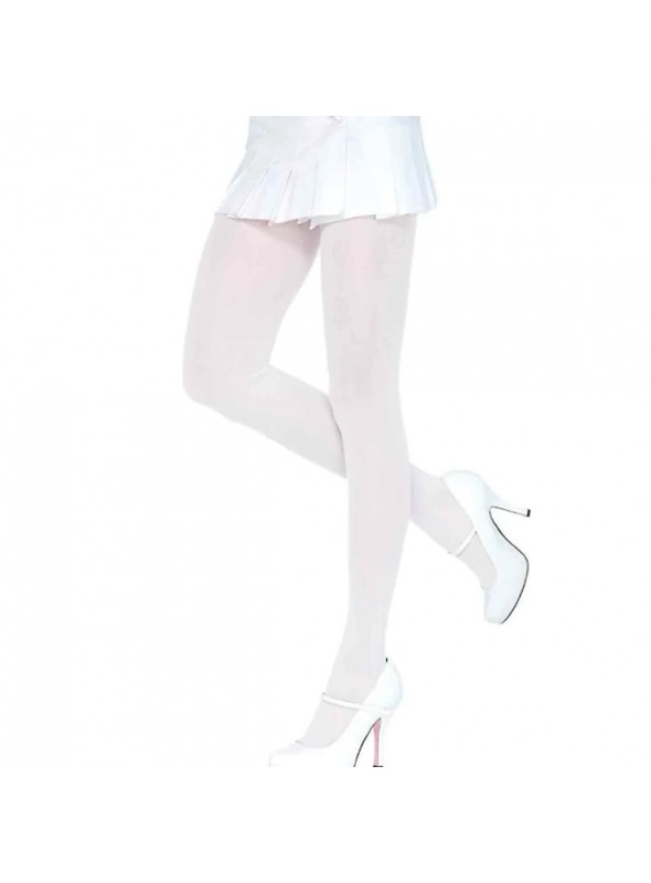 Par De Meia Calça Branca Opaca Carnaval Fantasia Festa
