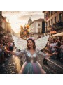 Asa De Anjo Metalizada Branca Fantasia Carnaval 58cm Adulto