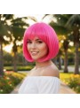 Peruca Sintética Chanel Pink Carnaval Festa Fantasia 29cm