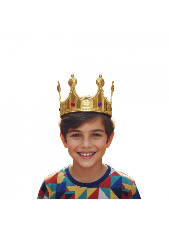 Adereço Coroa de Rei Príncipe Dourada Regulável Carnaval Kit Festa