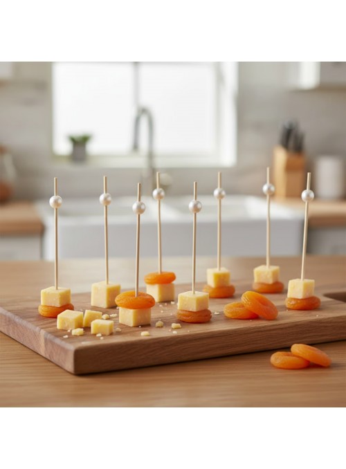 Palitos de Bambu para Petiscos Bolinhas Peroladas 12cm Silver Festas 20 unidades