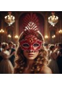 Máscara de Festa Decorada Realeza Vermelha Adereços de Carnaval