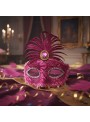 Máscara de Festa Decorada Realeza Pink Adereços de Carnaval