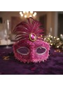 Máscara de Festa Decorada Realeza Pink Adereços de Carnaval