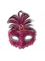 Máscara de Festa Decorada Realeza Pink Adereços de Carnaval