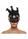 Máscara De Carnaval Veneziana Preta Com Penas Carnaval