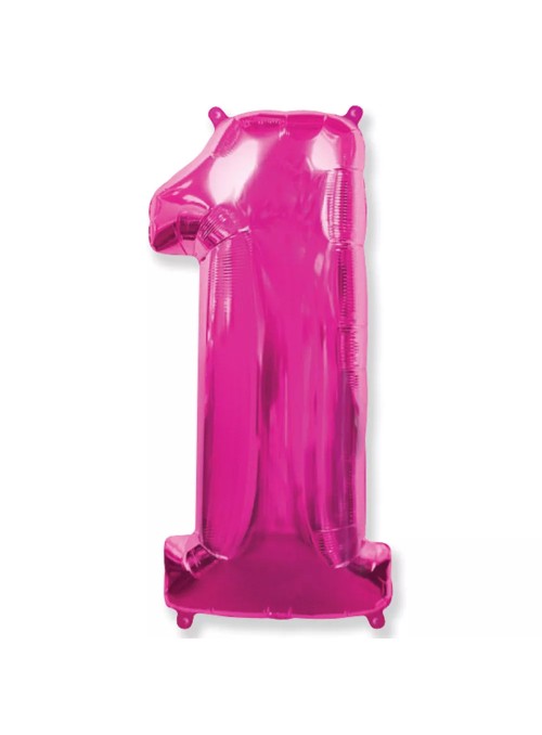 Balão Metalizado Rosa Número 1 – 1 unidade