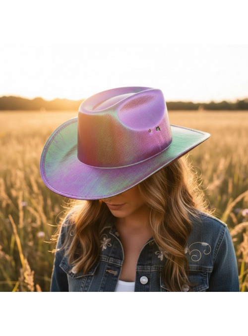 Chapéu Cowgirl Nacarado Furta-cor Rosa Pink Rodeio Carnaval