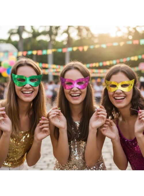Máscara De Papel Folia Cores Sortidas Com 12 Un Carnaval