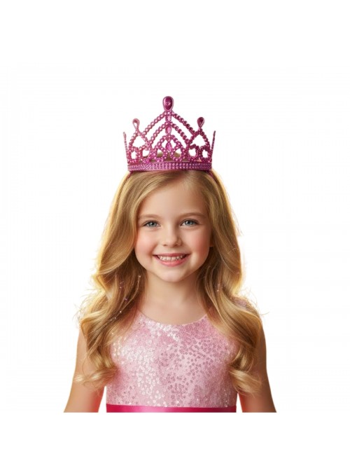 Kit Festa Coroa Princesa Rosa Pink com 5 Unidades Fantasia Carnaval