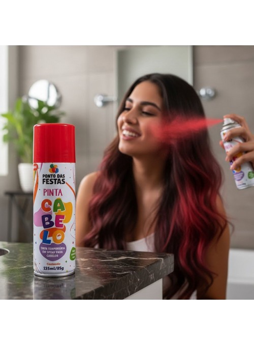 Tinta Temporária Para Cabelo Vermelho Spray 135ml Carnaval