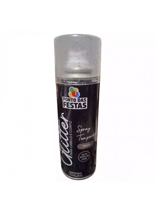 Spray Glitter para Cabelo e Corpo Prata 135ml Carnaval