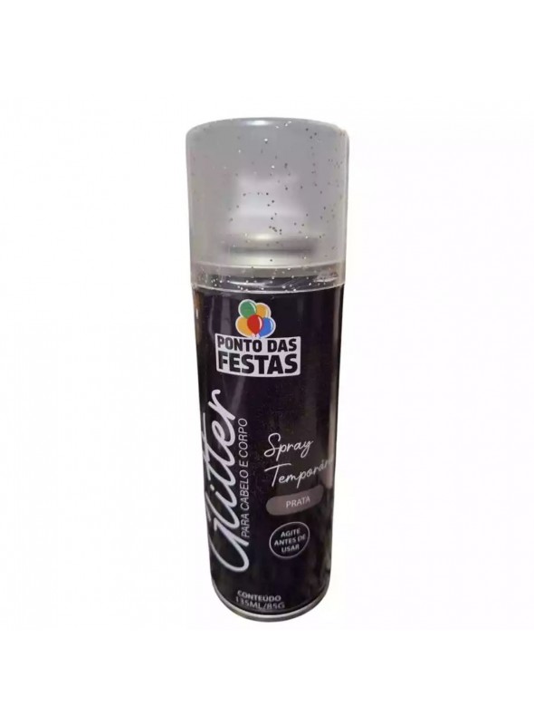 Spray Glitter para Cabelo e Corpo Prata 135ml Carnaval