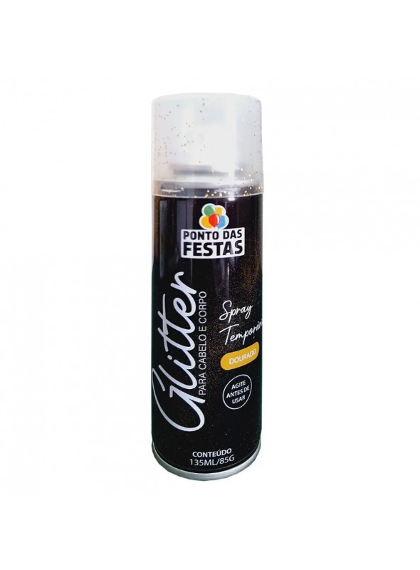 Spray Glitter para Cabelo e Corpo Dourado 135ml Carnaval