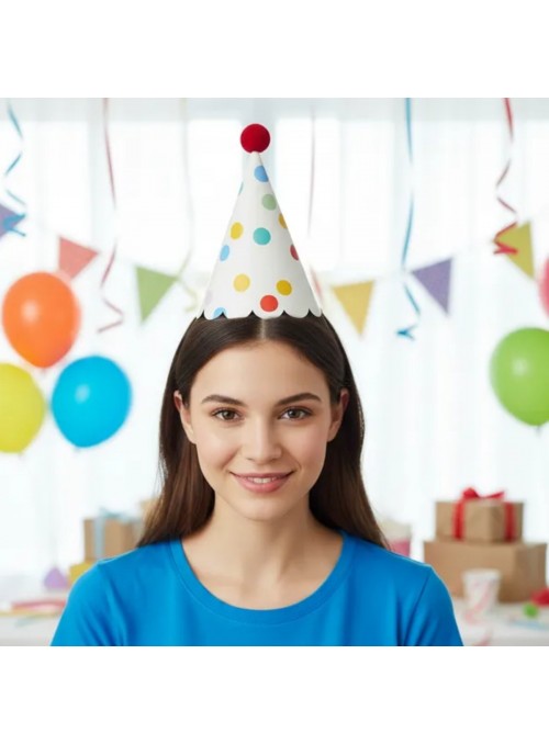 Chapéu de Aniversário Chapeuzinho Confete Mesa Festa 5 Unidades