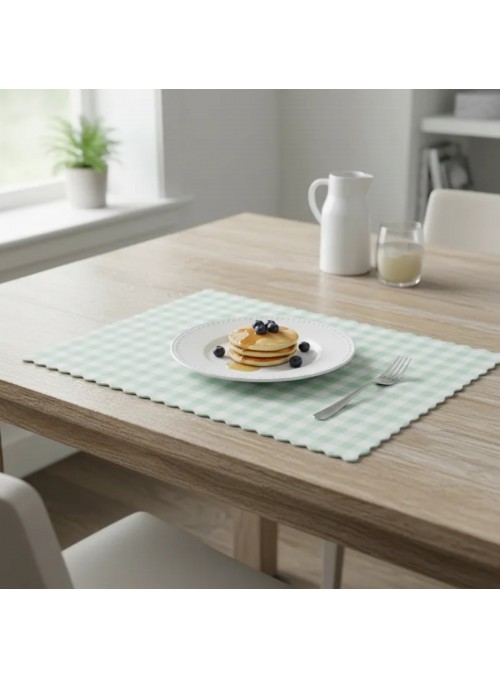 Jogo Americano Xadrez Verde Chá 32cm Reutilizável 5 Unidades