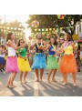 Saia Havaiana Colorida 60cm Fantasia Kit Festa Carnaval Adereços de Festa