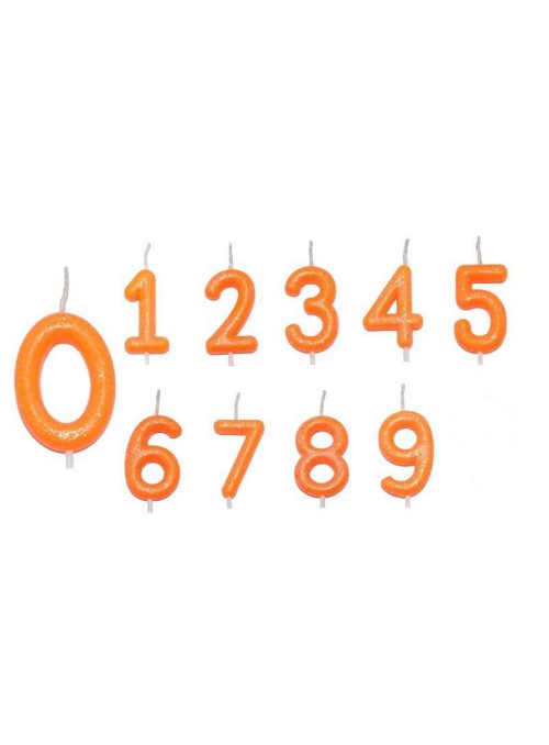 Vela de Aniversário Número 6 Laranja Neon Silver Festas