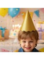 Chapéu de Aniversário Papel Dourado Metalizado Glitter Silver Festas 8 Unidades