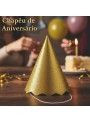Chapéu de Aniversário Papel Dourado Metalizado Glitter Silver Festas 8 Unidades