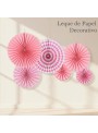 Leque de Papel Decorativo Rosa Claro Kit 6 Unidades