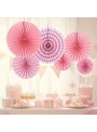Leque de Papel Decorativo Rosa Claro Kit 6 Unidades