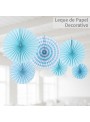 Leque de Papel Decorativo Azul Claro Kit 6 Unidades