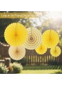 Leque de Papel Decorativo Amarelo Kit 6 Unidades